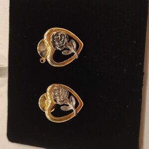 Vintage Heart Rose Gold/ Silver Tone Brooches Pins